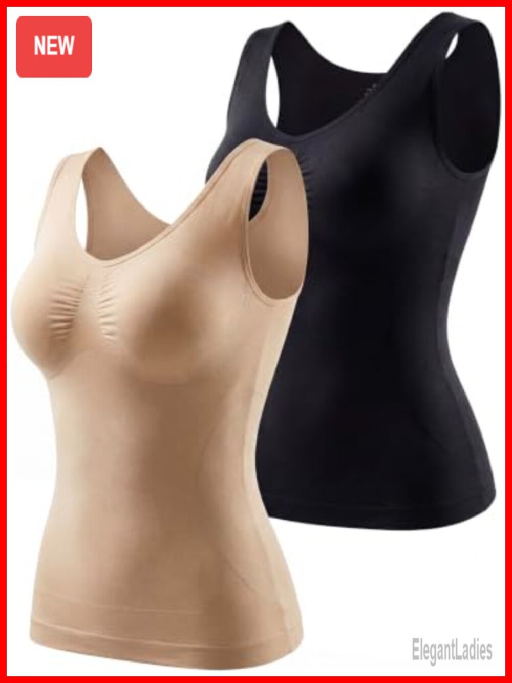 Seamless Shapewear Tank Top Tummy Control Compression Undershirt V-Neck